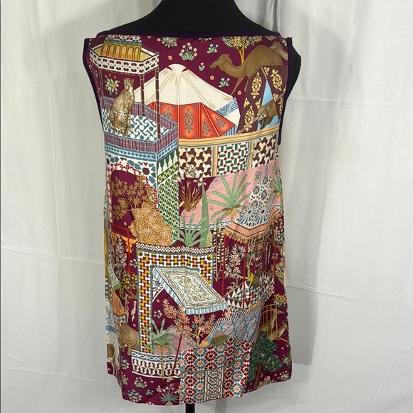 Salvatore Ferragamo Limited Edition Burgundy Multicolor Silk Top Size S - Picture 8 of 10